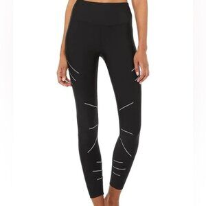 Alo Yoga High-Waisted Sequence Legging, Black with reflective stripes, Size; XXS